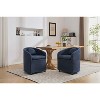 Gulches Blue Chenille Swivel Dining Armchair Set of 1 360 Degree Wheels Back Cushion 22 inch Wide 250 lb Universal Table Mobility - 3 of 4