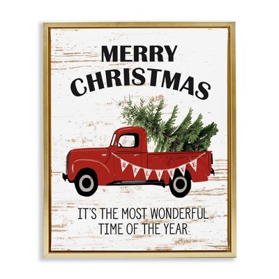 Stupell Industries Christmas Most Wonderful Time Vintage Truck, 25" x 31"