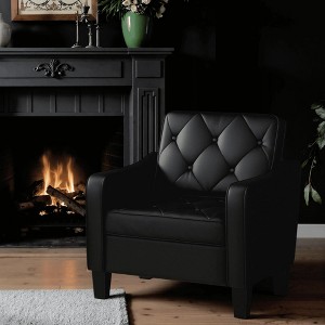 TYBOATLE Upholstered Accent Chairs, Living Room Chairs Comfy Armchair for Bedroom, Reading Chair Tufted, Office Small Space, Dark Gray - 1 of 4