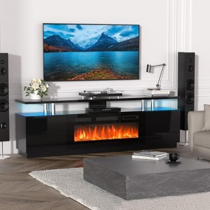 coucheta 70'' TV Stand with 36'' Electric Firplace, Entertainment Center with 12 Frame and LED Light Colors, 2 Tier TV Console Cabinet Heater, Black - 1 of 4