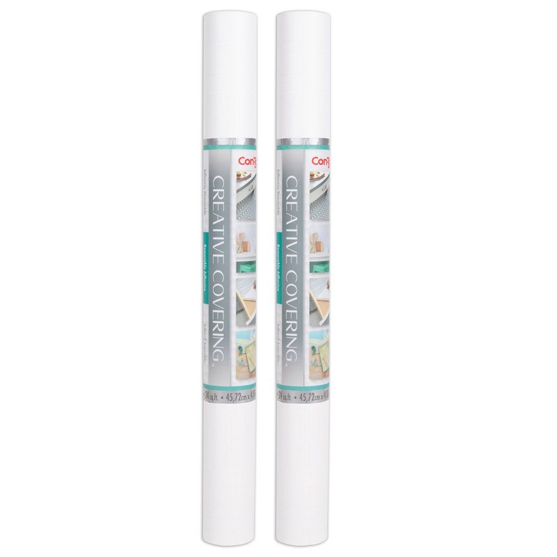 Con-Tact® Brand Creative Covering™ Adhesive Covering, White, 18" x 16 ft, Pack of 2, 1 of 2