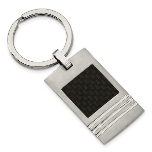 Black Bow Jewelry Men's Stainless Steel and Black Carbon Fiber Key Chain - 1 of 3