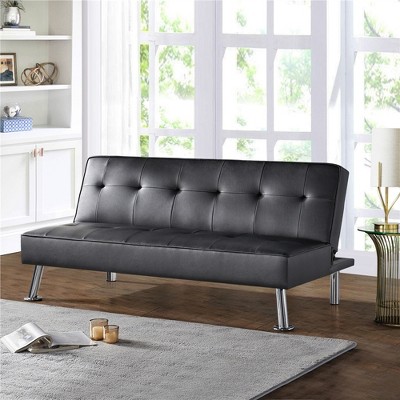 Yaheetech Faux Leather Adjustable Convertible Sofa Bed Couch Futon For ...