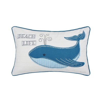 C&F Home 14" x 22" Whale Beach Life Printed and Applique Throw Pillow