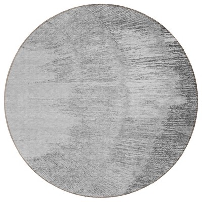 Gray Charcoal And Silver Abstract Washable Indoor Outdoor Area Rug