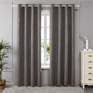 Deconovo Wave Line with Dots Blackout Curtains 52" W (2 Panels) - 1 of 4