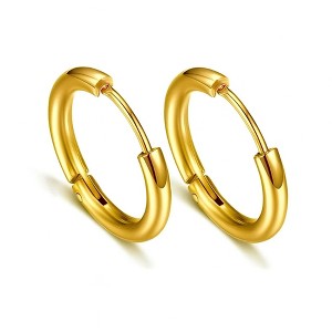 Stainless Steel Hoop Earrings by Ginger Lyne Huggie Style for Lobe Cartilage Piercing Body Jewelry - 1 of 4