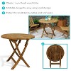 Sunnydaze Outdoor Solid Teak Wood with Light Stained Finish Round Patio Dining Table - Light Brown - 2 of 4