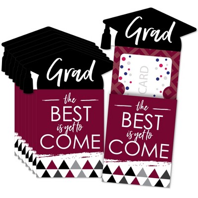 Big Dot of Happiness Maroon Grad - Best is Yet to Come - Burgundy Graduation Party Money and Gift Card Sleeves - Nifty Gifty Card Holders - Set of 8