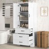 MAYEERTY Tall Bathroom Cabinet 2 Doors Drawers Adjustable Shelf MDF White - 3 of 4