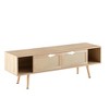 Angel Sar 55" Rattan TV Stand with Sliding Doors, Adjustable Shelf & Solid Wood Legs, Natural Media Console for Living Room - 2 of 4