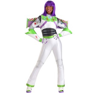 HalloweenCostumes.com X Small Disney & Pixar Women's Buzz Lightyear Halloween Costume, Purple/White/Green - 1 of 4