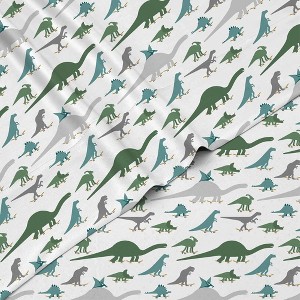 Tadpoles 4-Piece Skateboarding Dino Sheet Set | 1 Full Flat Sheet, 1 Full Fitted Sheet & 2 Queen Pillowcases - 1 of 4