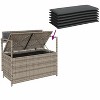 Patio Storage Bench with Cushion Gray Poly Rattan - 4 of 4
