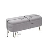 Storage Ottoman Bench, Storage Bench With Safety Hinge, Metal Feet Faux Fur Upholstered Storage Bench - 3 of 4