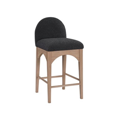 Meridian Furniture,Waldorf Black Boucle Fabric Stool