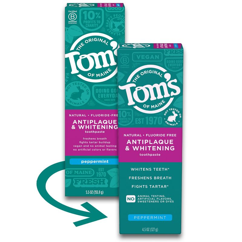 Tom&#39;s of Maine Antiplaque and Whitening Natural Toothpaste - Peppermint - 4.5oz, 2 of 10