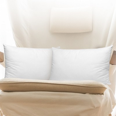 White Microfiber Square Throw Pillow Set with Down Alternative Fill