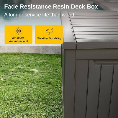 Gray 230 Gallon Lockable Weather-Resistant Plastic Deck Box