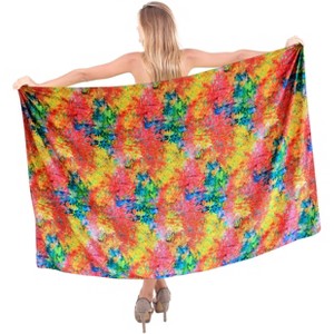LA LEELA Women's Beachwear Summer Beach Wrap Bikini Wraps Sarong Coverups Skirt Swimsuit Swimwear Swim Cover Up for Women One Size Multi,Leaf - 1 of 4