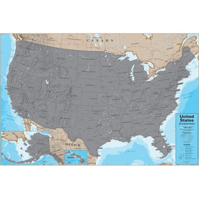Hemispheres Scratch Off USA 24" x 36" Laminated Wall Map