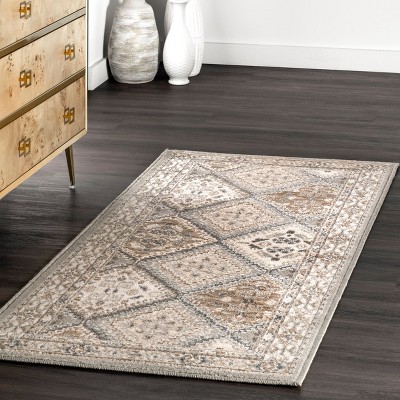 Gray Synthetic Reversible Stain-Resistant Runner Rug 2'6" x 6'