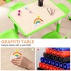 Kids Table and 4 Chairs Set, Ergonomic Design Desk Set, Height Adjustable Activity Table, Graffiti Desktop for Boys and Girls 2-10, Kids Table Sets - 4 of 4