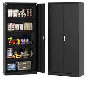 Steel Tool Cabinet with Lock,Storage Cabinet with 4 Adjustable Shelves and 4 Adjustable Feet,72" H Tool Cabinet for Home,Office,Warehouse,Garage - 1 of 4
