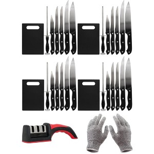 Deco Essentials CK6PC Knife Set w/Board (4-Pack) +Safety Gloves +Knife Sharpener - 1 of 4