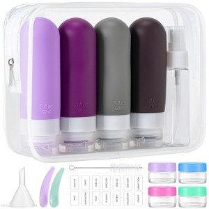 16 Pack Colorful Travel Bottles for Toiletries, 3oz TSA Approved Leak Proof Squeezable Silicone Containers - 1 of 4