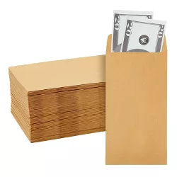 Juvale 100 Pack Kraft #7 Money Envelopes for Cash, Bill Size Envelopes for Coins and Checks for Banks, 3.5 x 6.5 In