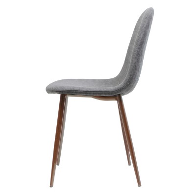 Elegant Mid-Century Modern Dining Chairs in Light Grey with Dark Walnut Iron Legs, Set of 2
