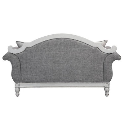 Florian 71'' Gray Fabric and Antique White Tufted Loveseat