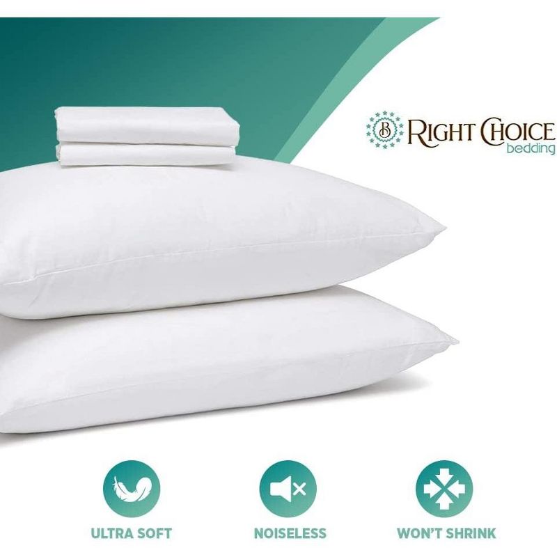 Right Choice Bedding 100% Cotton Pillow Protectors with Zipper– (4 Pack), 3 of 8