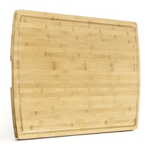 18 Inch Large Bamboo Cutting Board XL Wooden Butcher Block with Juice Groove and Handles for Meat and Vegetables - 1 of 4