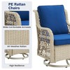 3 Pieces Outdoor Swivel Rocker Chair Set of 2 with Glass Top Table, Outdoor Swivel Glider Rocker, Wicker Swivel Chair Set for Patio Porch Pool - 4 of 4