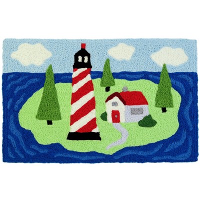 Jellybean Rugs Island Lighthouse Doormat – Nautical-Themed, Durable & Colorful Mat for Coastal Charm at Your Entryway, 20"X30"