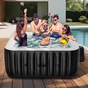 DoCred Inflatable Hot Tub with Air Jets, Heater Pump & Insulated Cover – Available in 2–4 or 4–6 Person Sizes, Round or Square Design - 1 of 4