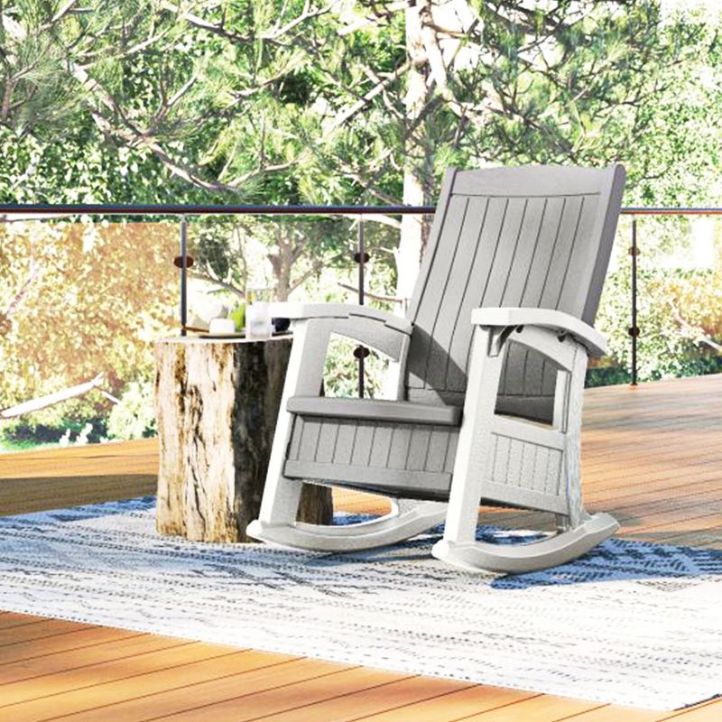 Suncast Outdoor Lightweight Portable Rocking Chair w/ 7 Gallon In-Seat Storage, Porch, Patio, Deck Furniture, 375 Pound Capacity, Dove Gray, 6 of 8