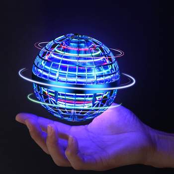HOM Flying Orb Ball Globe-Shaped Mini Drone Hover Ball with LED and Hidden Propellers - Safe Outdoor Toys for Kids and Adults