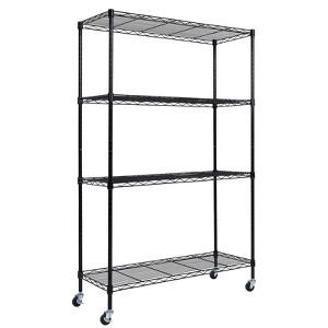4-Tier Adjustable Storage Shelving with Wheels - 4-Shelf Adjustable Shelf, Wire Shelving Storage Shelves, Storage Shelving Unit - 1 of 4