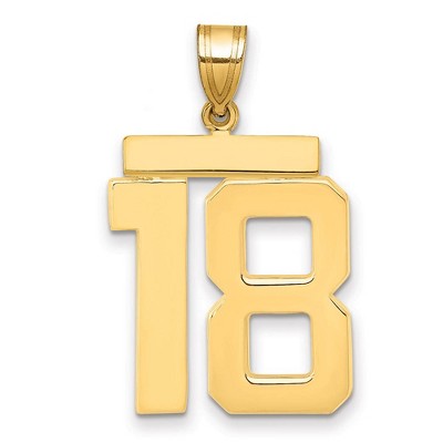 Black Bow Jewelry 14k Yellow Gold, Athletic Collection, Large Polished Number 18 Pendant