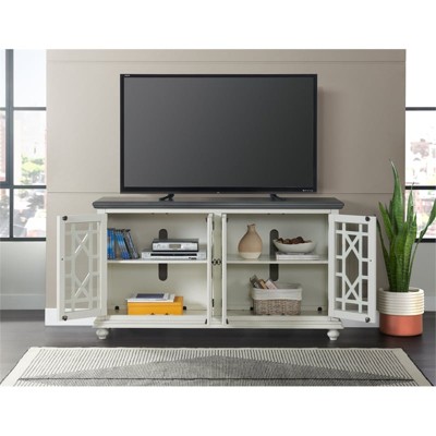 Parisian Antique Market Inspired 63" White and Grey TV Console