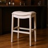 HomeRoots 31" Bone and Antiqued White Fabric and Solid Wood Backless Bar Height Bar Chair - 2 of 4
