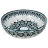 16" Round Artistic Ceramic Vessel Sink – Glossy Above-Counter Basin with Hand-Inspired Printed Pattern - 3 of 4