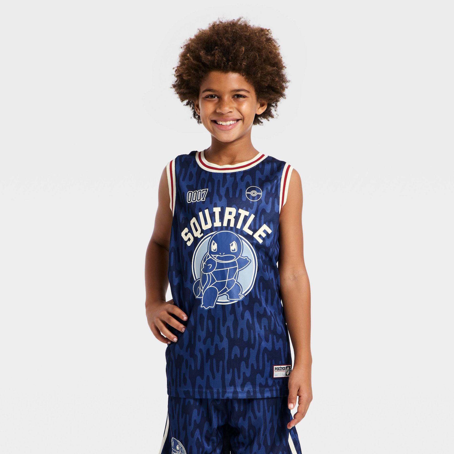 Boys' Pokemon Squirtle Basketball Jersey - Navy Blue/Cream
