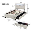 Linen Twin Platform Bed with LED Frame & 2 Drawers - Stylish & Functional - 3 of 4