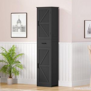USIKEY 67.1" H Storage Cabinet, Tall Cabinet with 6 Shelves & Drawer, Slim Storage Cabinet with Adjustable Shelves for Living Room, Kitchen - 1 of 4