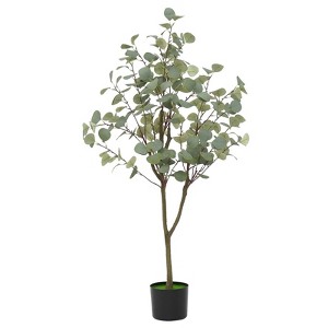 Acekool Artificial Eucalyptus Tree with White Silver Dollar Leaves, Realistic Faux Floor Plant & Stable Cement Pot for Indoor & Outdoor Decor - 1 of 4