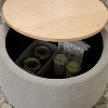 Veneer Round Storage Ottoman, Work as End Table and Ottoman for Living Room and Bedroom, 4W -ModernLuxe - 3 of 4